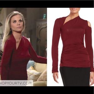 Bailey 44 asymmetrical burgundy long sleeve